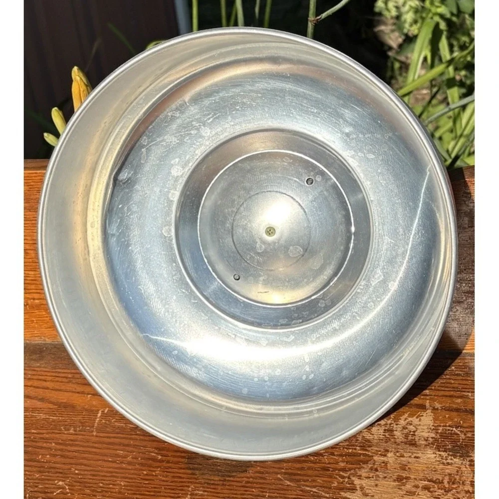 Vintage Cake Plate Cover Metal Aluminum With Word CAKE Handle 10 1/8